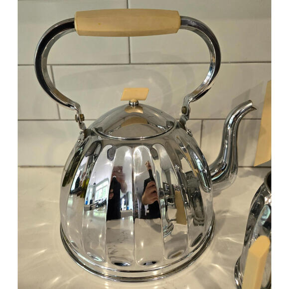 Tea Set Demeyere art deco chromed metal phenolic handled Coffee Pot Cream Sugar - Picture 8 of 10